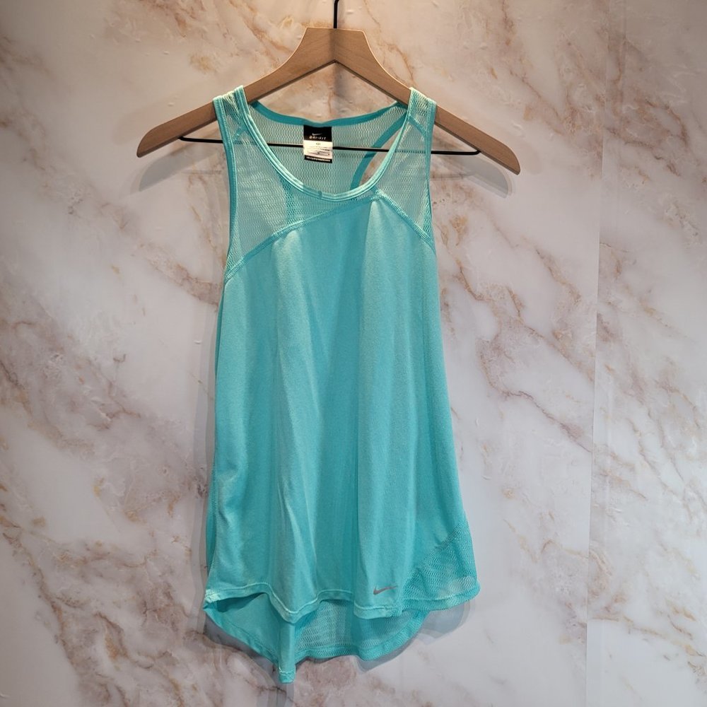 Nike Dry Fit Racerback Mesh Sport Tank Top Blue Women's Medium